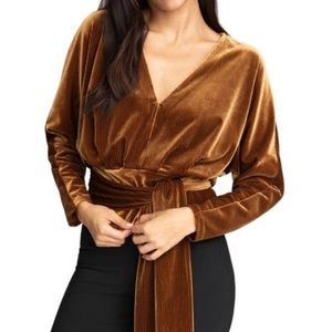 NWT Good American Dolman Copper Velour Shirt, Size 2